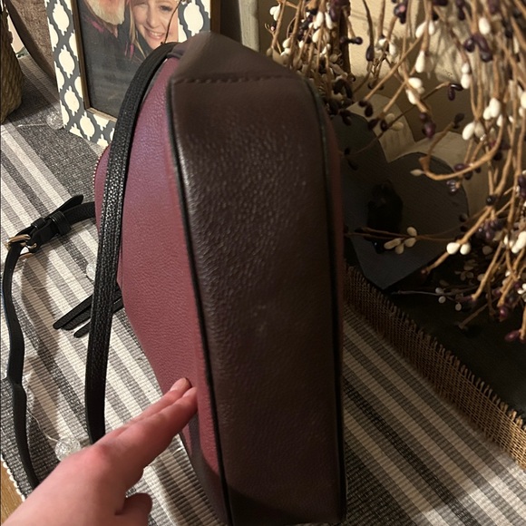 Coach Pebbled Leather Crossbody Bag – Oxblood/Burgundy with Black Trim - Picture 3 of 6